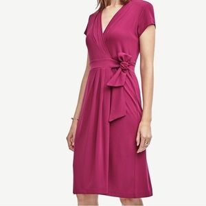 Ann Taylor Magenta Short Sleeve Dress